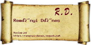Reményi Dénes névjegykártya